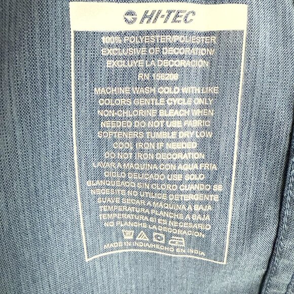 Hi-Tec Shirt Men's 2XL Blue Short Sleeve Button Front Mesh Lined Chest Pockets - Picture 9 of 11